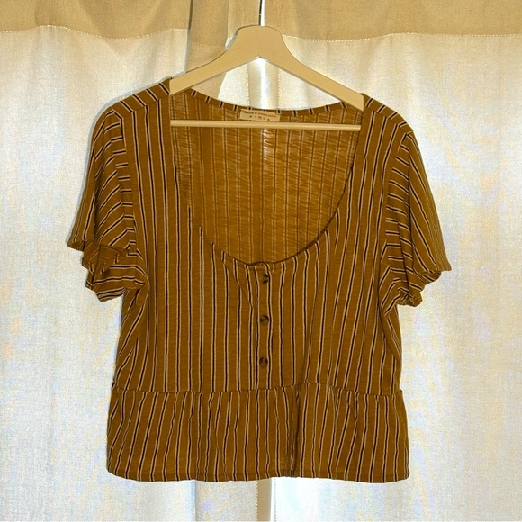 Known Supply Tops - Boho Gold and Black 100% Cotton Knit Top